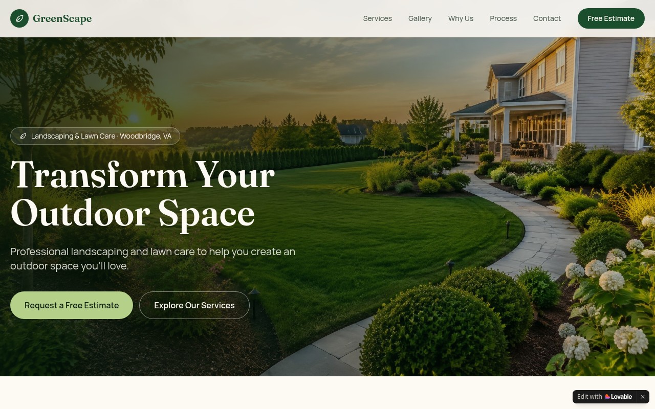 Landscaping Website Concept screenshot